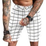 Men's Slim Fit Stretchy Plaid Chino Shorts