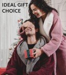 Men's Hooded Plush Fleece Bathrobe - Red