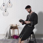 Men's Black Cotton Knit Bathrobe by NY Threads