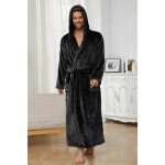 Men's Hooded Plush Robe - Black L/XL