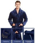 Cozy Men's Plush Shawl Collar Bathrobe, Navy Blue