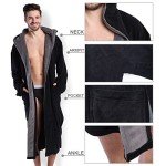 Men's Black Hooded Soft Spa Bathrobe (L)