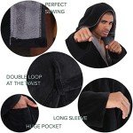 Men's Lightweight Hooded Black Bathrobe - Large