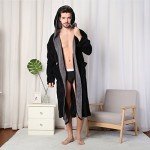 Men's Black Hooded Soft Spa Bathrobe (L)