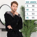 Men's Lightweight Hooded Black Bathrobe - Large