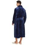 Cozy Men's Plush Shawl Collar Bathrobe, Navy Blue