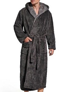 Men’s Ultra Soft Fleece Hooded Robe - Dark Gray