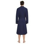 Lightweight Men's Cotton Knit Robe - Navy Blue