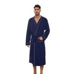 Men's Soft Cotton Terry Bathrobe - Navy L/XL