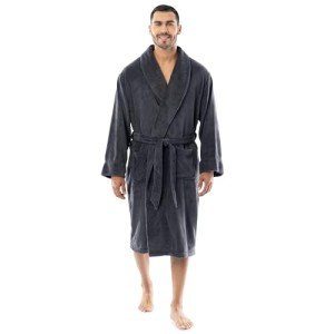 Men's Grey Plush Fleece Robe by Fruit of the Loom