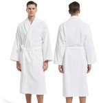 Men's White Cotton Terry Bathrobe - Large/X-Large