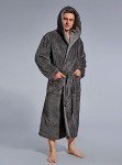 Men’s Ultra Soft Fleece Hooded Robe - Dark Gray