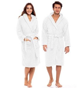 Men's 100% Cotton Plush Terry Hooded Robe