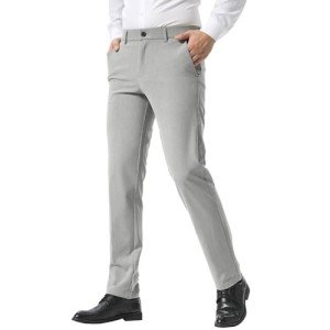 Light Heather Grey Slim Fit Dress Pants for Men