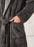 Men’s Ultra Soft Fleece Hooded Robe - Dark Gray