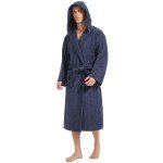 Navy Hooded Terry Cloth Bathrobe for Men