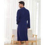 Men's Soft Cotton Terry Bathrobe - Navy L/XL