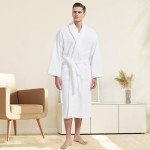 Men's White Cotton Terry Bathrobe - Large/X-Large