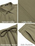 COOFANDY Men's Linen Suit Shirt and Shorts Set