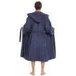 Navy Hooded Terry Cloth Bathrobe for Men