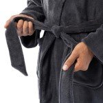 Men's Grey Plush Fleece Robe by Fruit of the Loom