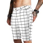 Men's Slim Fit Stretchy Plaid Chino Shorts