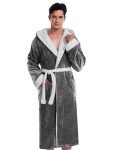 Men's Plush Hooded Fleece Kimono Robe - XL