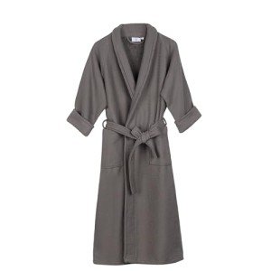 Charcoal 100% Cotton Waffle Robe, XL