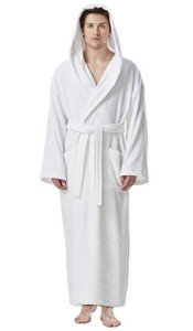 Men's Hooded Turkish Cotton Bath Robe - White