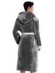 Men's Plush Hooded Fleece Kimono Robe - XL
