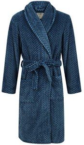 Men's Blue Herringbone Fleece Dressing Gown