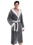Men's Plush Hooded Fleece Kimono Robe - XL