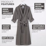 Charcoal 100% Cotton Waffle Robe, XL