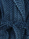Men's Blue Herringbone Fleece Dressing Gown
