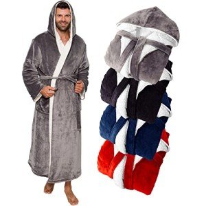 Men's Hooded Sherpa Bath Robe - Big & Tall