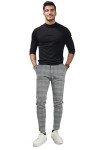 GINGTTO Men's Slim Fit Plaid Chinos - Grey 32