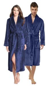 Linen Fleece Shawl Collar Kimono Robe