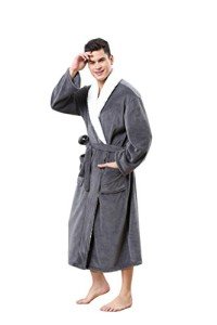 Men's Grey Soft Sherpa Bathrobe - X-Large