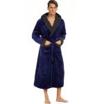 Men's Hooded Plush Robe with Pockets