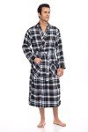 Men's Flannel Fleece Robe - Black/Blue Plaid