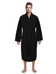 Black Lightweight Men's Linen Spa Kimono Robe
