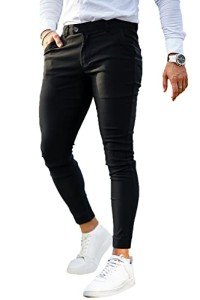 Slim Fit Stretch Chino Pants for Men - Graphite Black