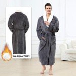 Men's Grey Soft Sherpa Bathrobe - X-Large