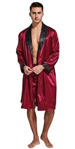 Burgundy Satin Robe and Shorts Set for Men