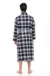 Men's Flannel Fleece Robe - Black/Blue Plaid