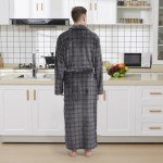 Men’s Plush Fleece Plaid Full-Length Bathrobe