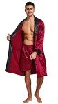 Burgundy Satin Robe and Shorts Set for Men