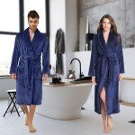 Linen Fleece Shawl Collar Kimono Robe