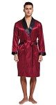 Burgundy Satin Robe and Shorts Set for Men