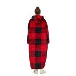 Oversized Sherpa Hoodie Blanket in Red Plaid